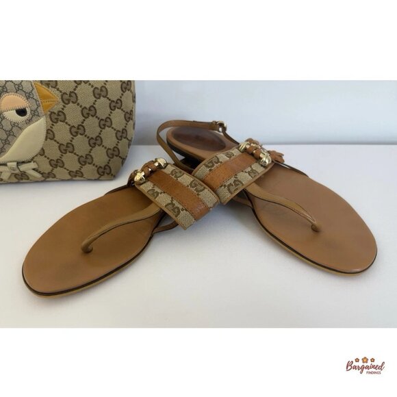 Authentic Gucci GG Monogram Brown Sandals Size 38.5/8.5 - Picture 7 of 10